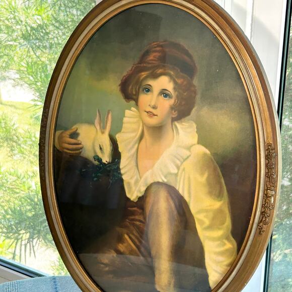 Vintage Sir Henry Raeburn Age of Innocence Young Boy, Gilted Ornate Oval Frame - Picture 5 of 16